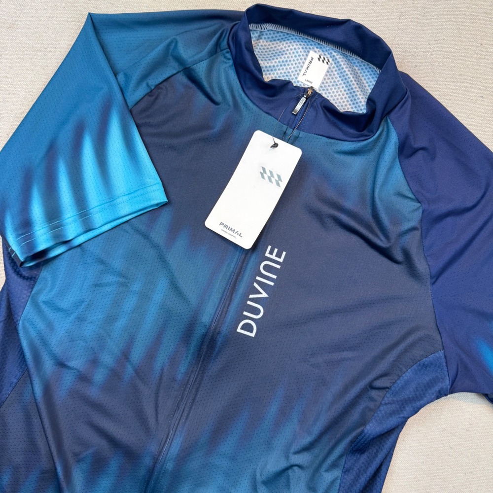 Primal Large Cycling Jersey Mens Blue DuVine Ombre Full Zip Short Sleeve